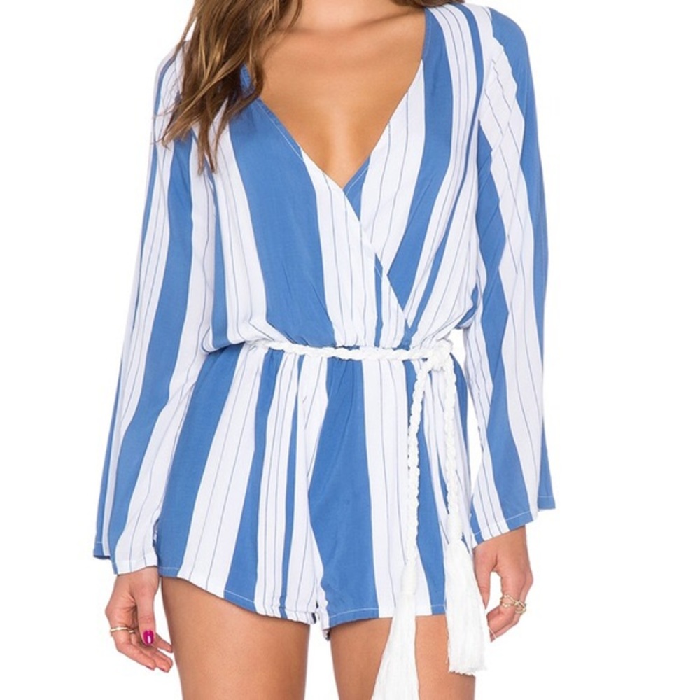 faithful the brand blue stripe romper xs